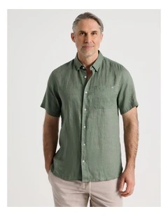 Short Sleeve Linen Shirt in Sage