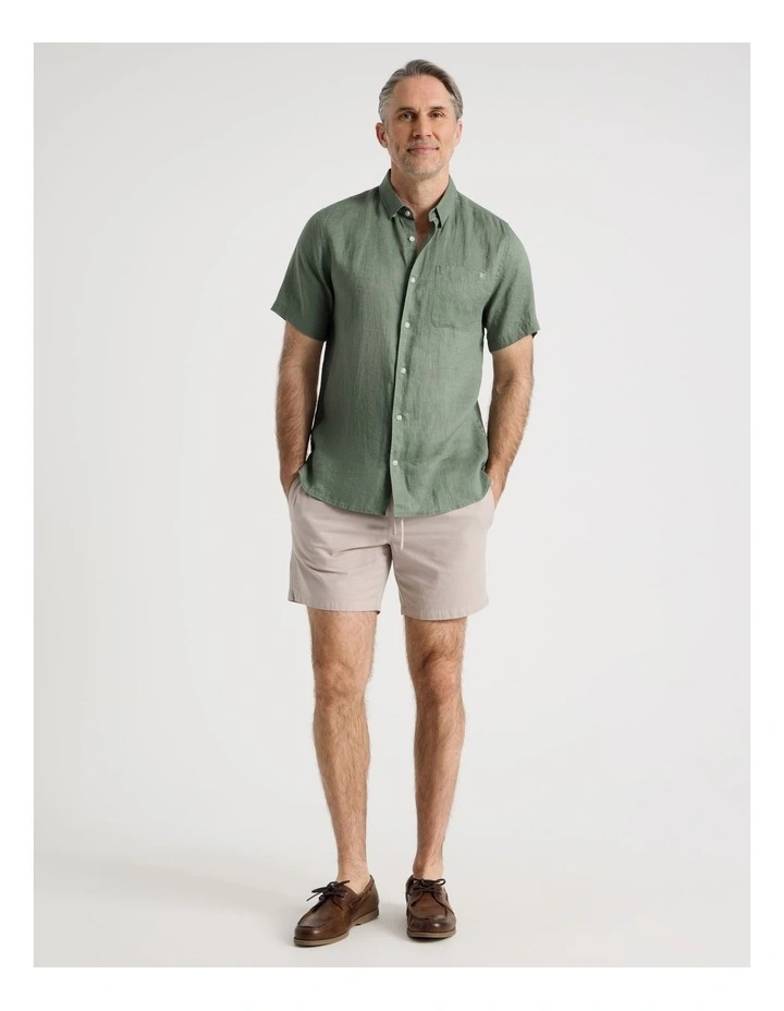 Short Sleeve Linen Shirt in Sage image 4