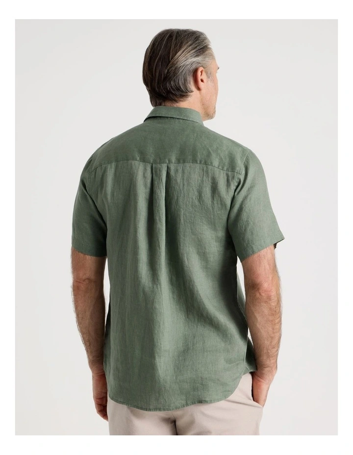 Short Sleeve Linen Shirt in Sage image 6