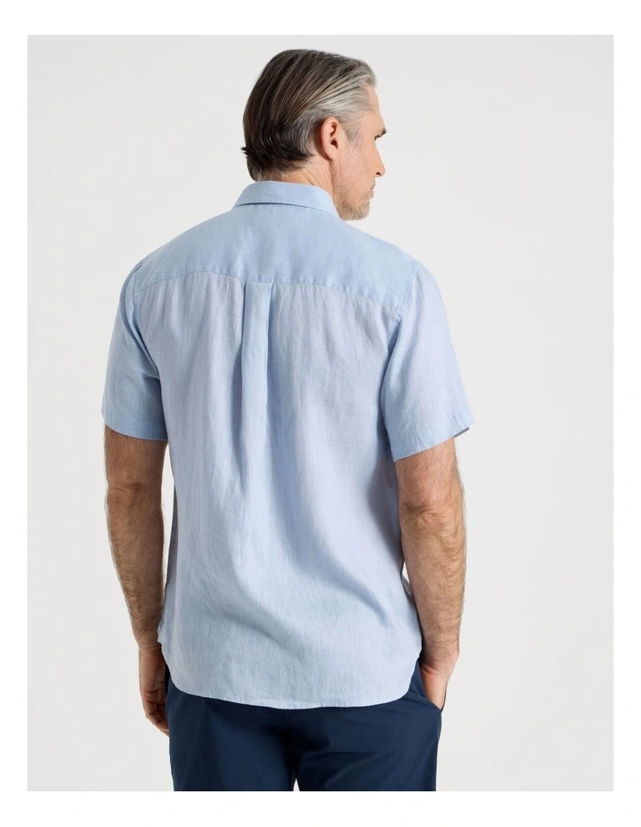 Short Sleeve Linen Shirt in Light Blue image 6