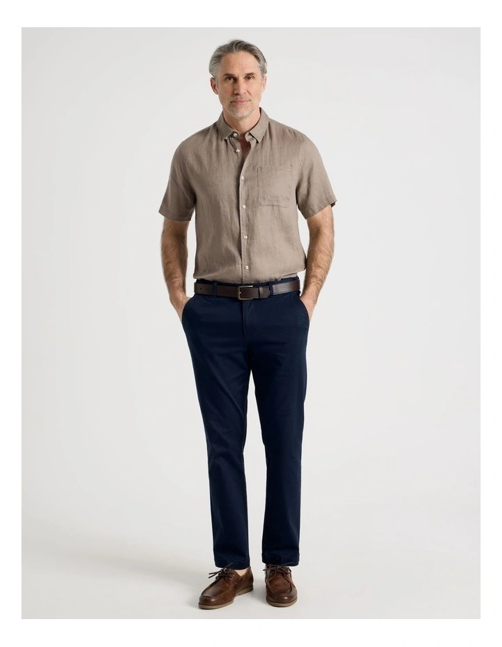 Short Sleeve Linen Shirt in Taupe image 3