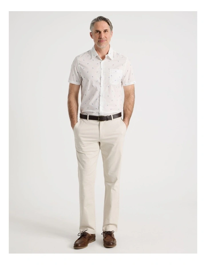 Micro Print Short Sleeve Shirt in White image 3