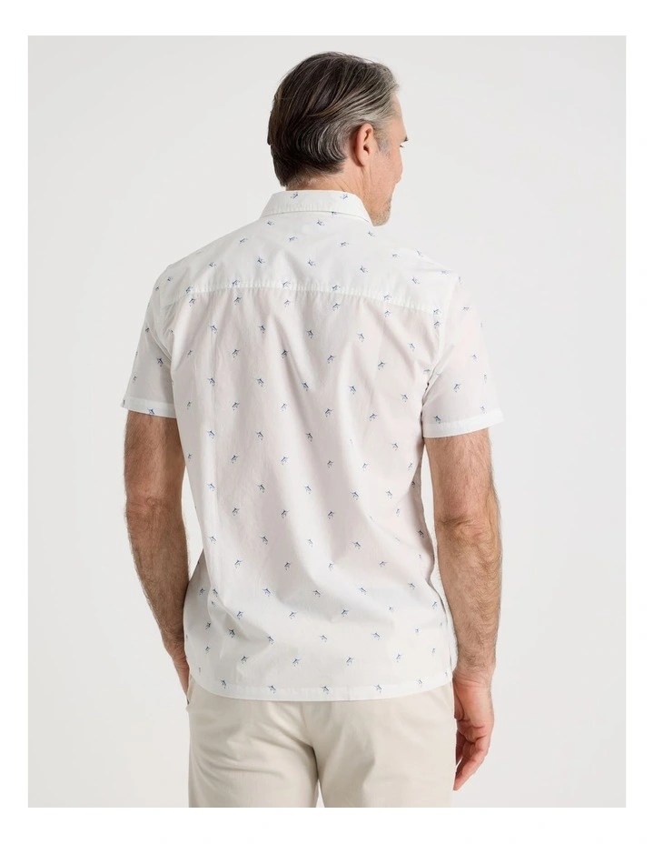 Micro Print Short Sleeve Shirt in White image 6