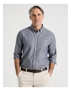 Chambray Long Sleeve Shirt in Light Blue