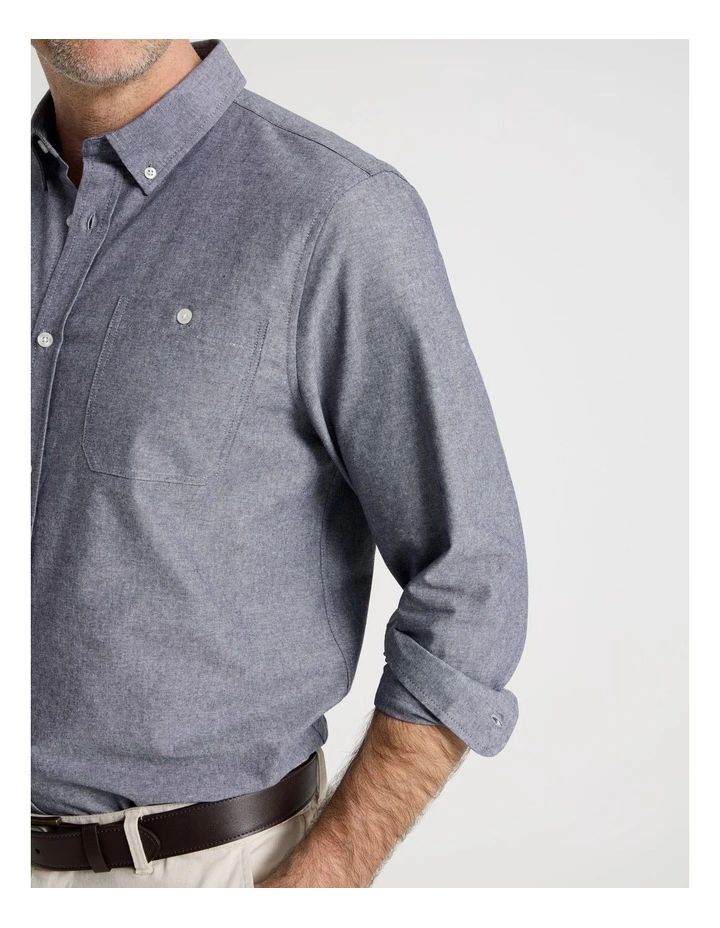 Chambray Long Sleeve Shirt in Light Blue image 3