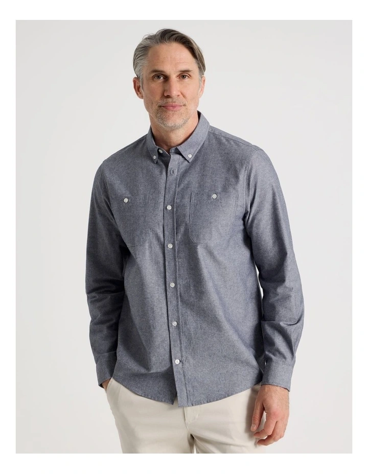 Chambray Long Sleeve Shirt in Light Blue image 5