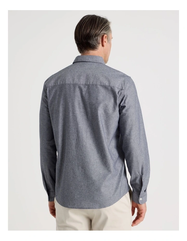 Chambray Long Sleeve Shirt in Light Blue image 6