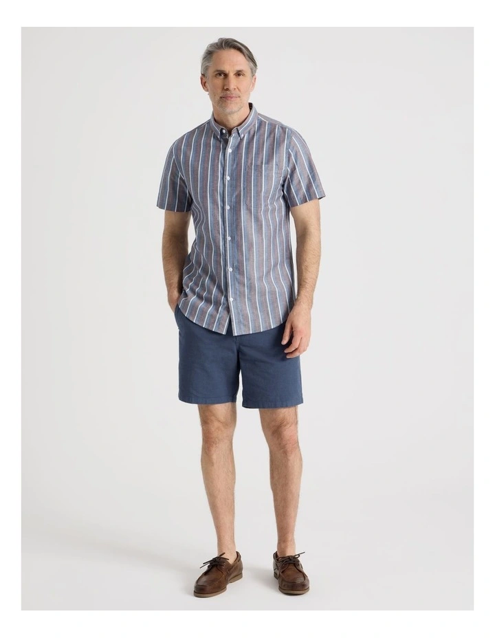Short Sleeve Shirt in Navy Stripe image 2
