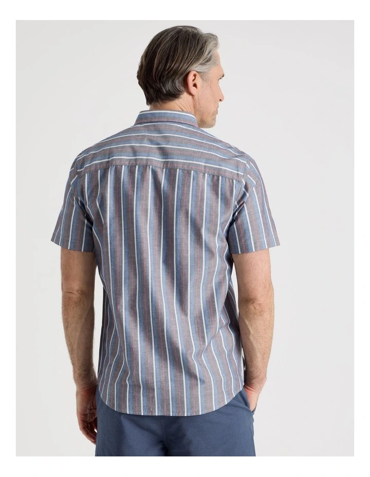 Short Sleeve Shirt in Navy Stripe image 5