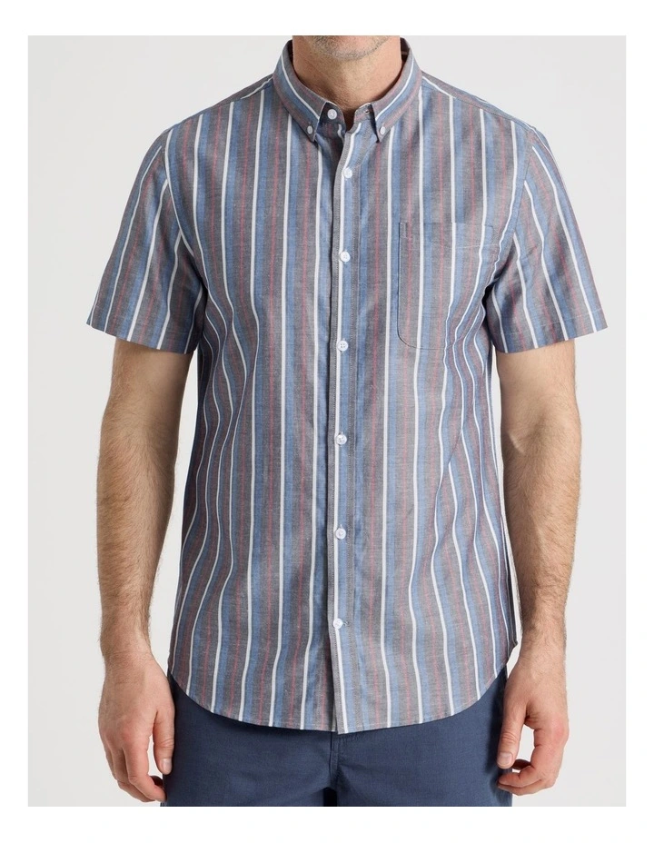 Short Sleeve Shirt in Navy Stripe image 6
