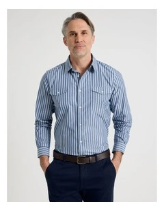 Long Sleeve Shirt in Blue Stripe