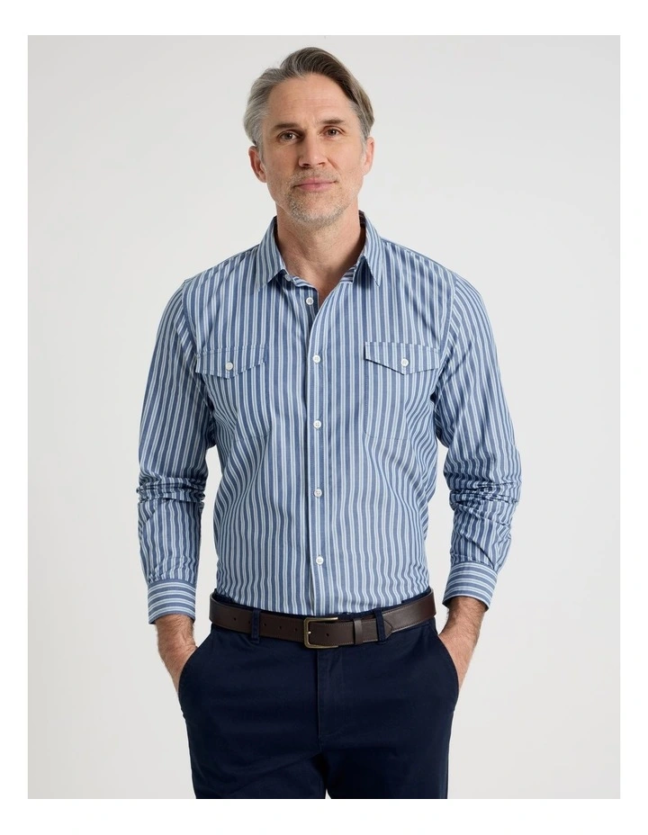 Long Sleeve Shirt in Blue Stripe image 1