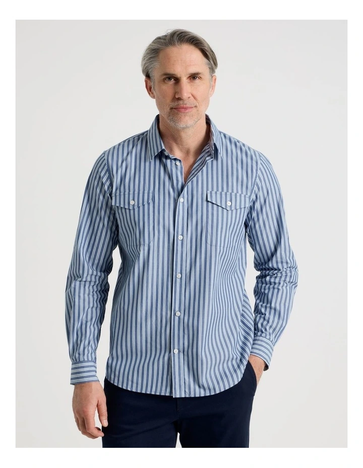Long Sleeve Shirt in Blue Stripe image 5