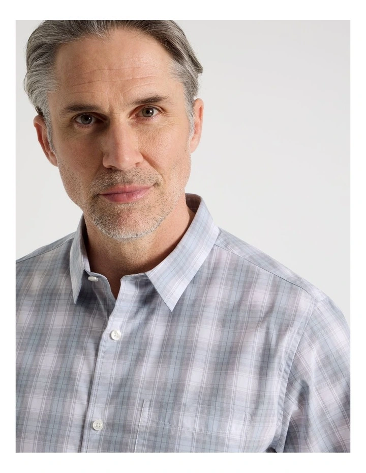 Short Sleeve Shirt in Light Blue Multi Check image 3