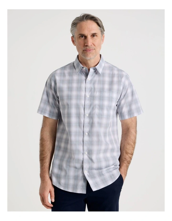 Short Sleeve Shirt in Light Blue Multi Check image 4