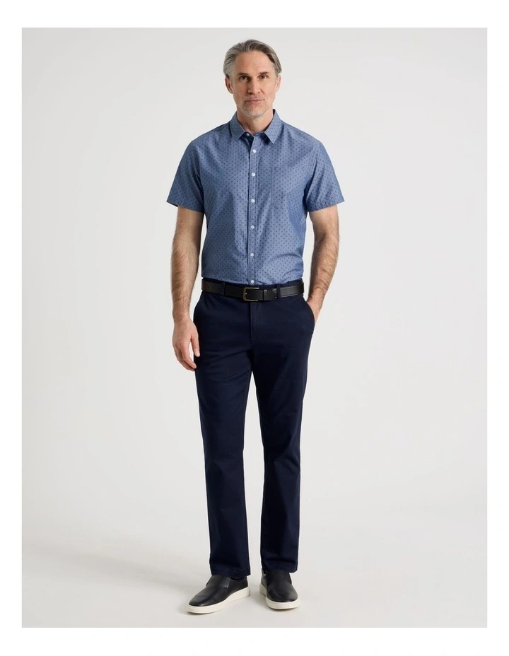 Micro Print Short Sleeve Shirt in Light Blue image 3