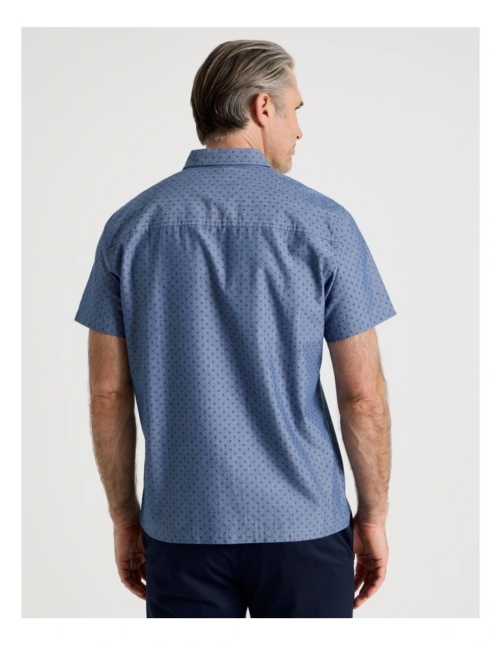 Micro Print Short Sleeve Shirt in Light Blue image 5
