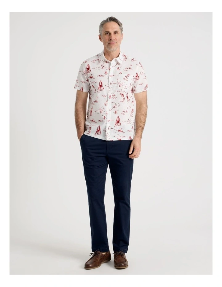 Short Sleeve Shirt in White Ocean Print image 3