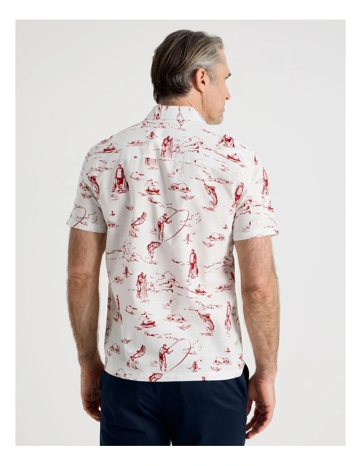 Short Sleeve Shirt in White Ocean Print image 6