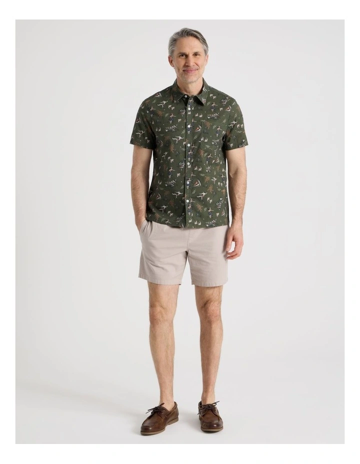 Short Sleeve Shirt in Khaki Island Print image 2
