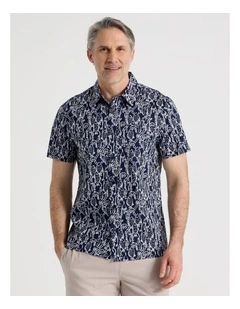 Short Sleeve Shirt in Navy Shell Print