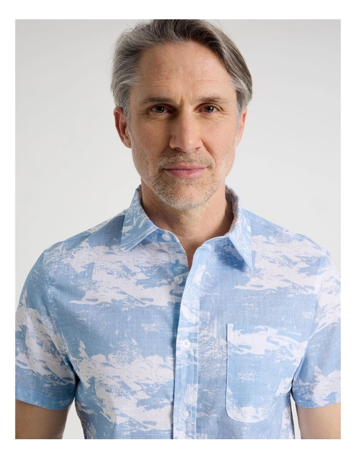 Short Sleeve Print Shirt in Blue image 1