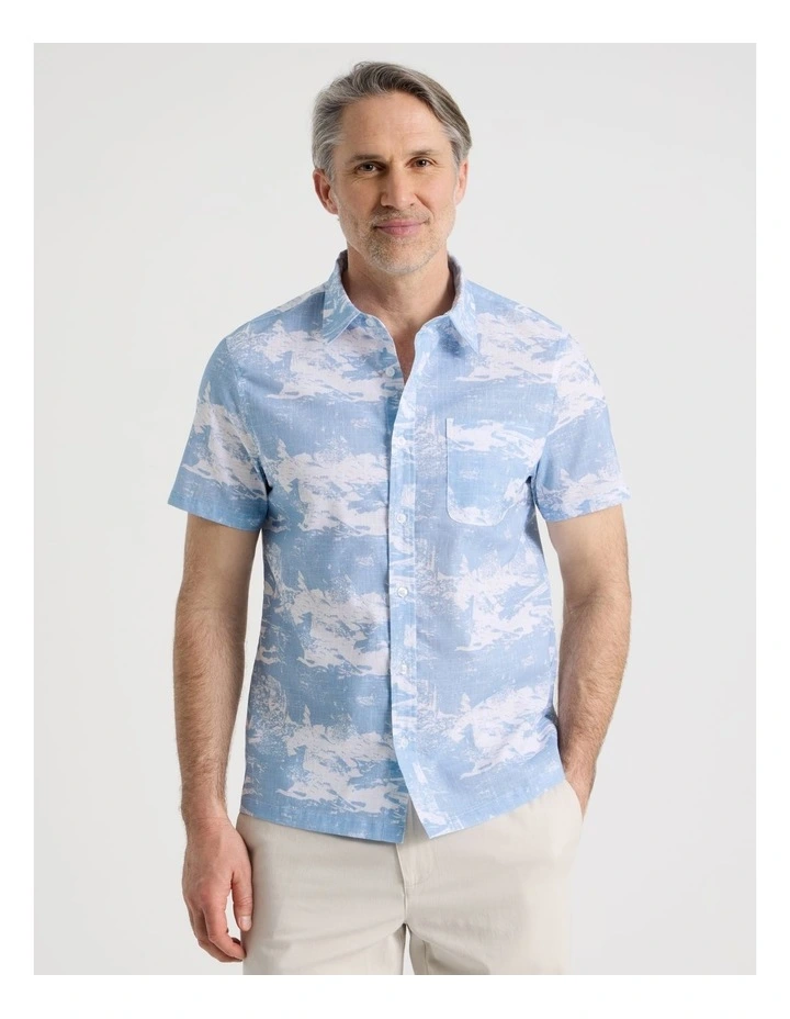 Short Sleeve Print Shirt in Blue image 2