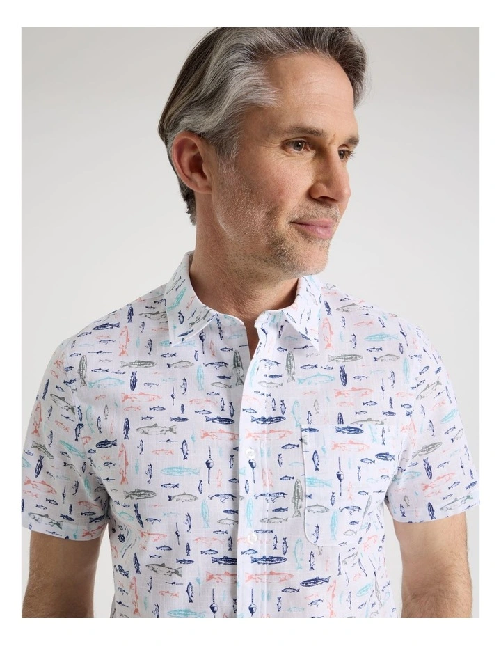 Short Sleeve Watercolour Print Shirt in Assorted image 4