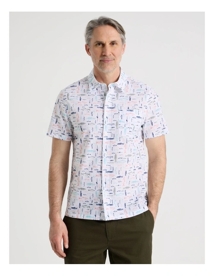 Short Sleeve Watercolour Print Shirt in Assorted image 5