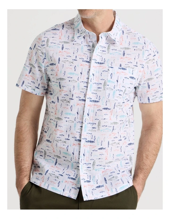 Short Sleeve Watercolour Print Shirt in Assorted image 7