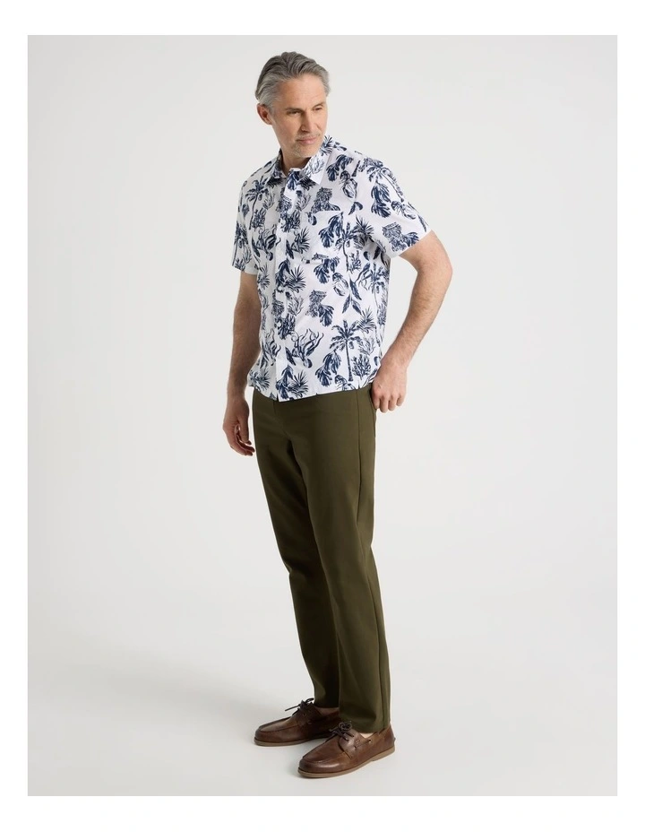 Short Sleeve Shirt in Blue Tropical Print image 2