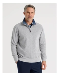 Long Sleeve 1/4 Zip Sweat Top in Grey