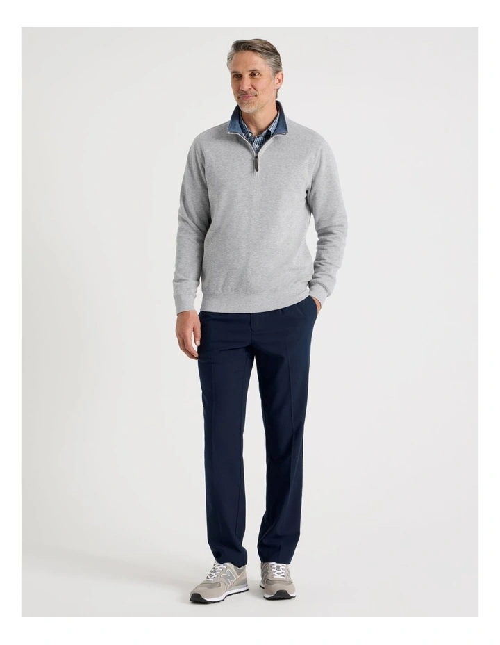 Long Sleeve 1/4 Zip Sweat Top in Grey image 4