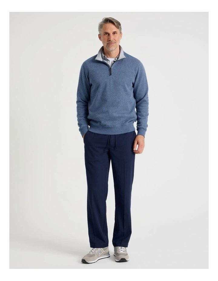 Long Sleeve 1/4 Zip Sweat Top in Indigo image 3