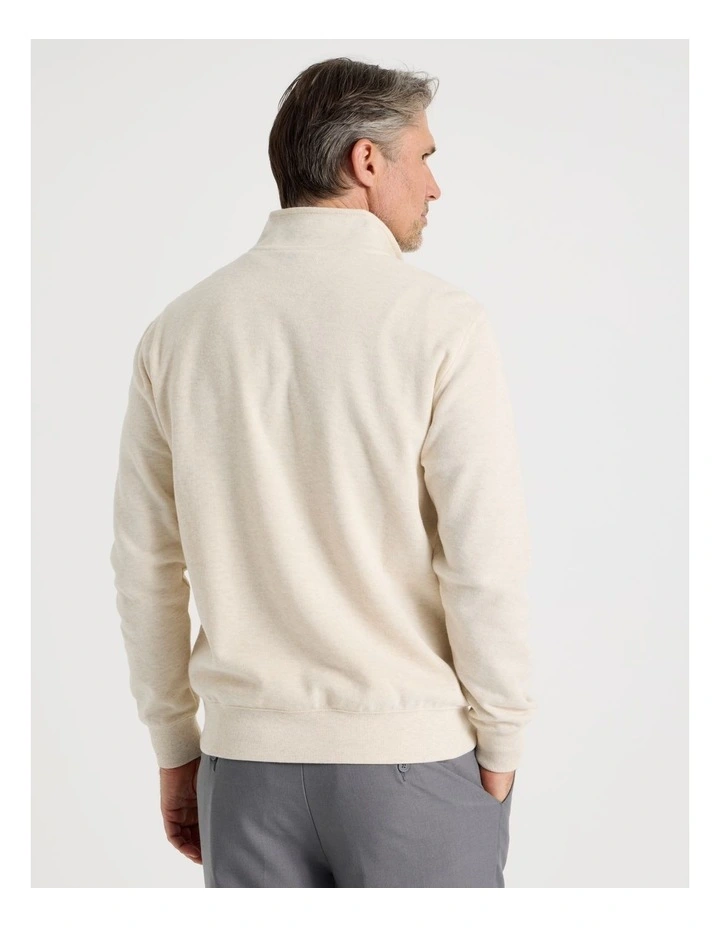 Long Sleeve 1/4 Zip Sweat Top in Bone image 6