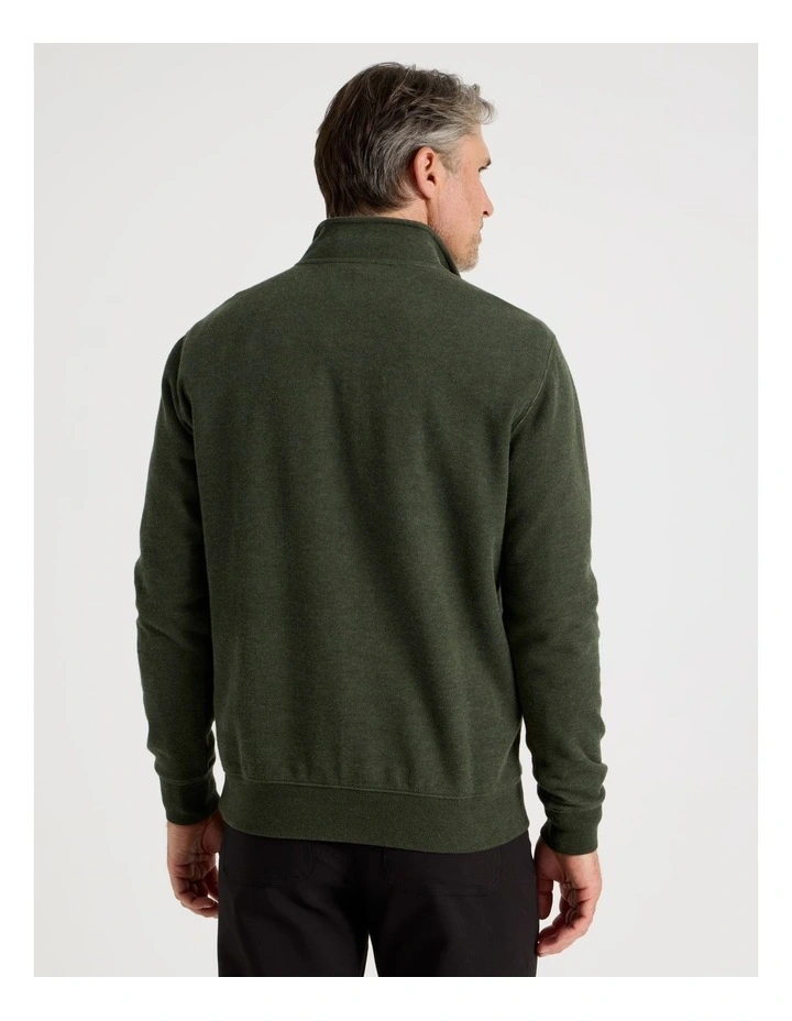 Long Sleeve 1/4 Zip Sweat Top in Khaki image 6