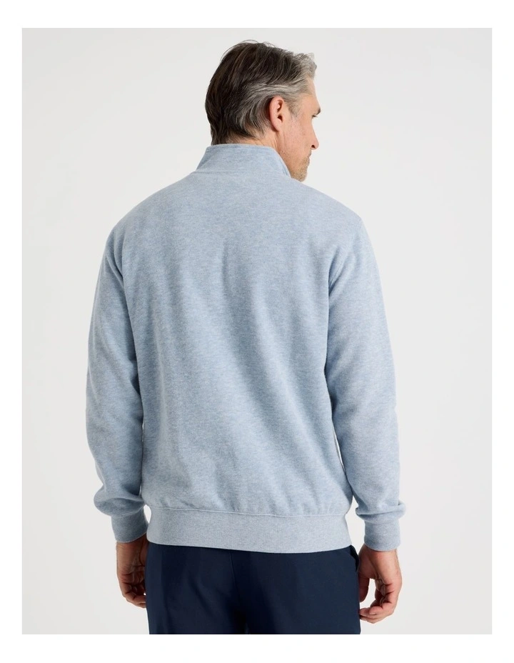 Long Sleeve 1/4 Zip Sweat Top in Light Blue image 4