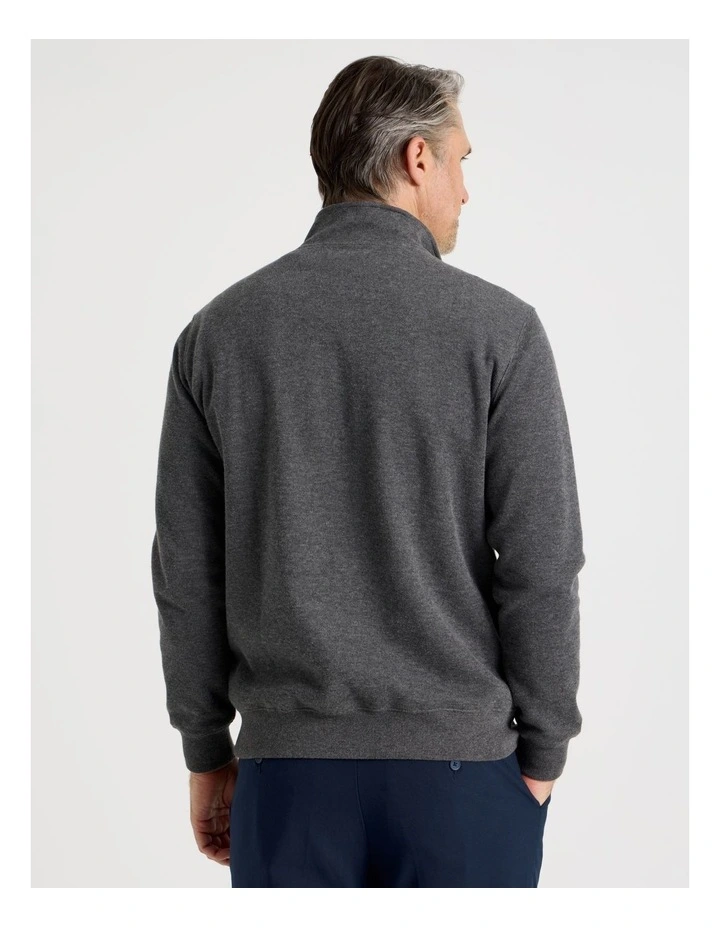 Long Sleeve 1/4 Zip Sweat Top in Charcoal image 5