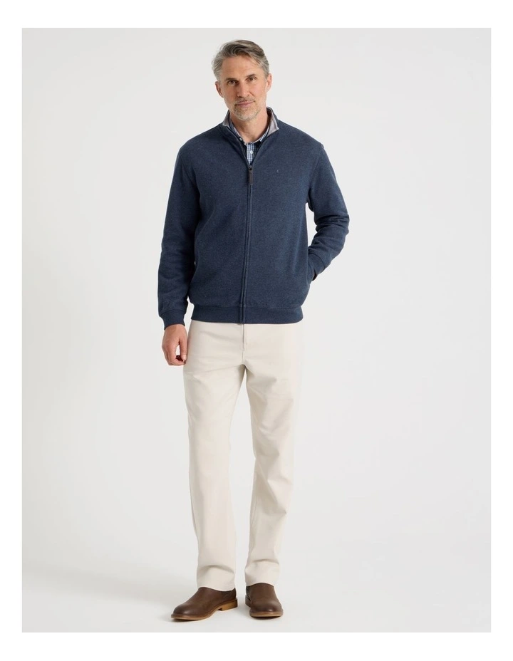 Long Sleeve Full Zip Sweat Top in Navy image 2