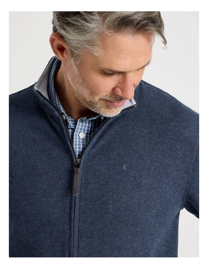 Long Sleeve Full Zip Sweat Top in Navy image 4