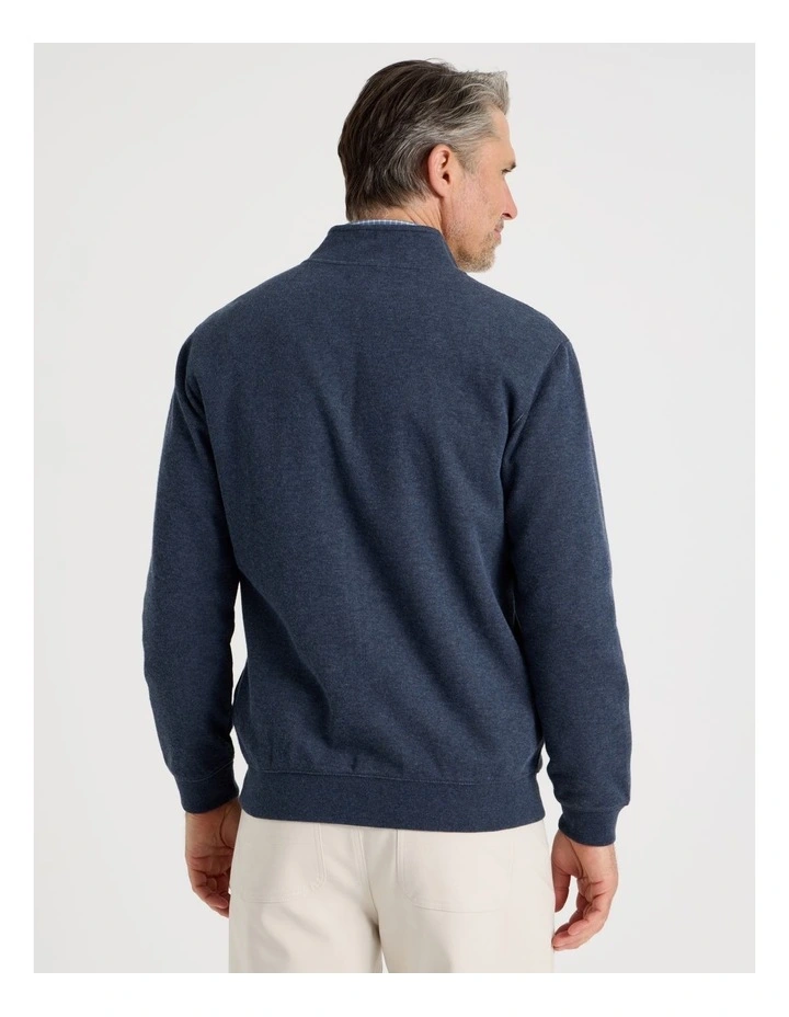 Long Sleeve Full Zip Sweat Top in Navy image 6