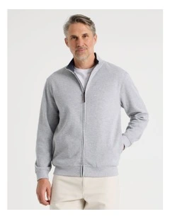 Long Sleeve Full Zip Sweat Top in Grey