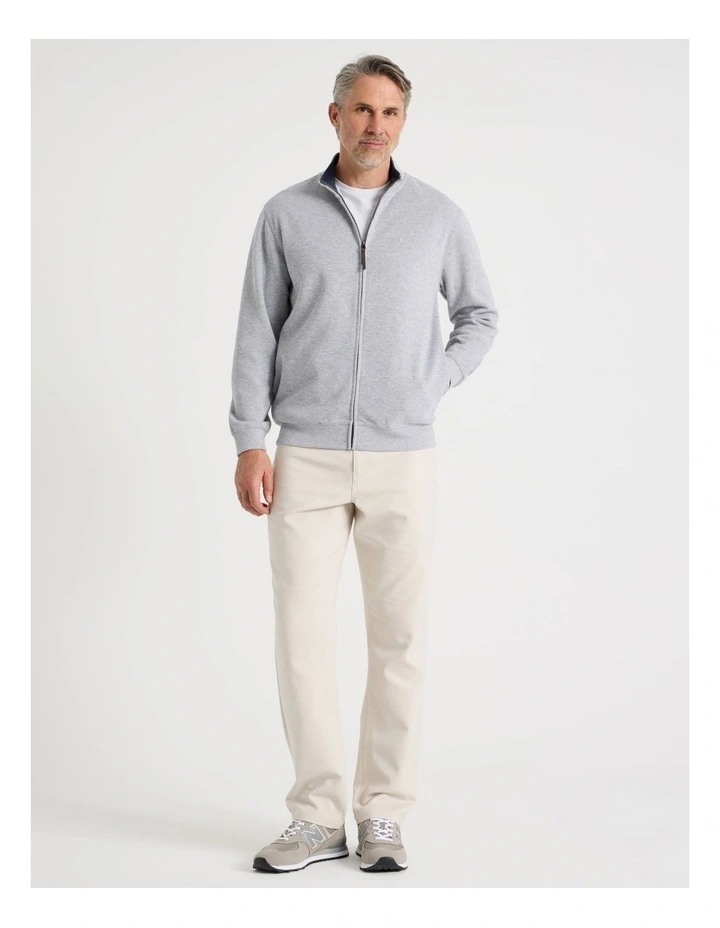 Long Sleeve Full Zip Sweat Top in Grey image 2