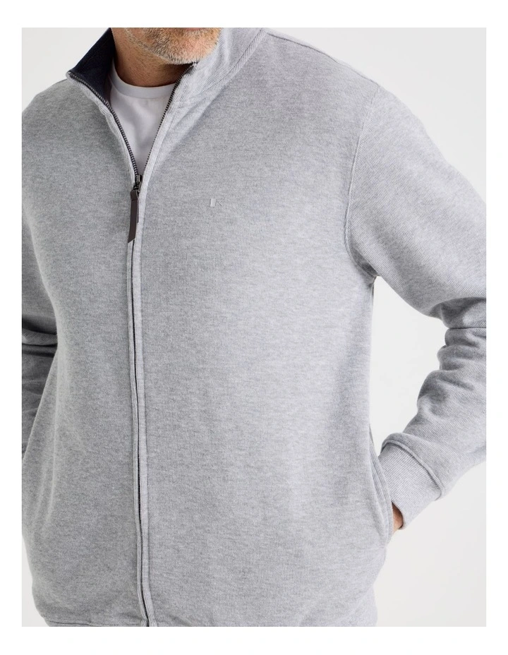 Long Sleeve Full Zip Sweat Top in Grey image 3