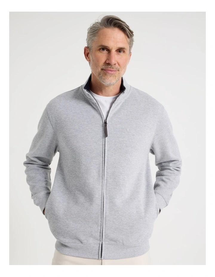Long Sleeve Full Zip Sweat Top in Grey image 4