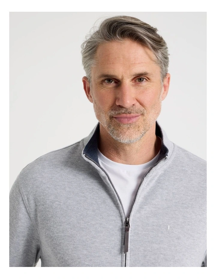 Long Sleeve Full Zip Sweat Top in Grey image 5