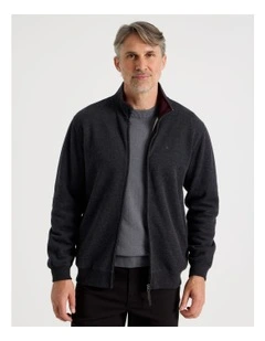 Long Sleeve Full Zip Sweat Top in Black