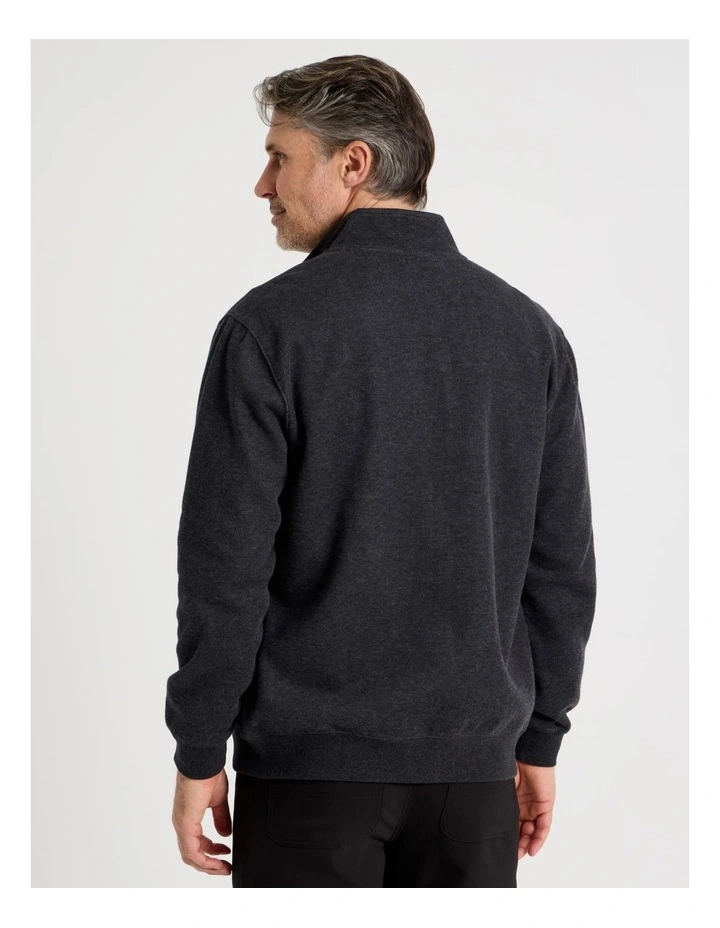 Long Sleeve Full Zip Sweat Top in Black image 6