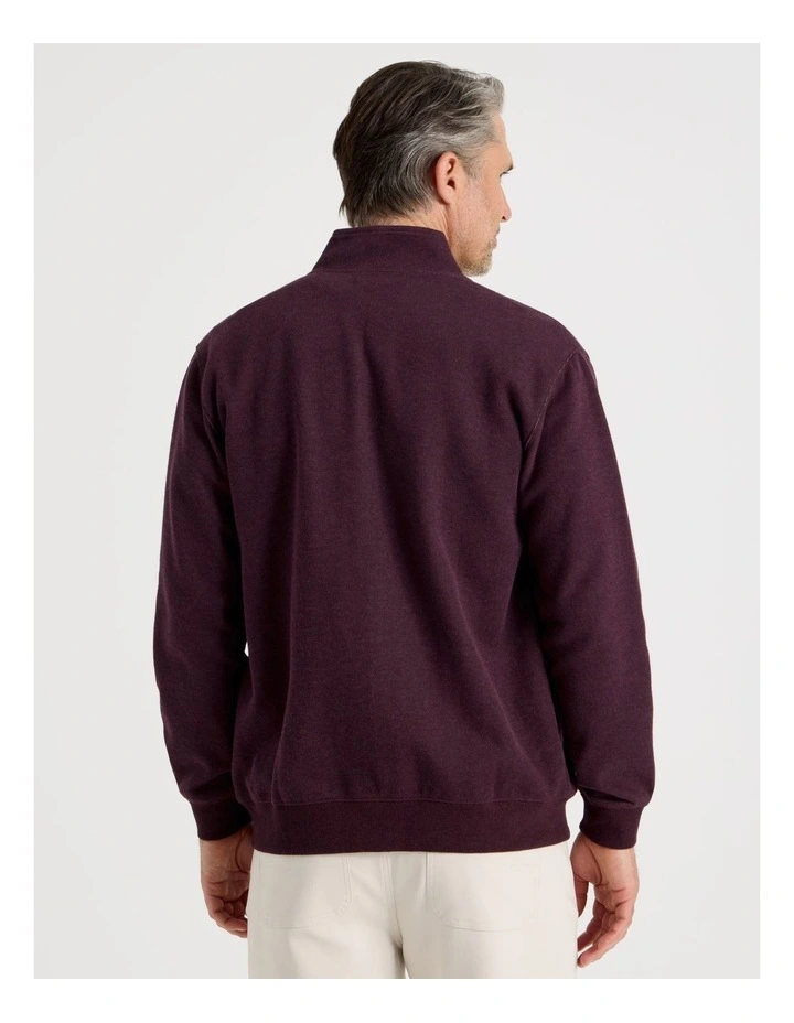 Long Sleeve Full Zip Sweat Top in Burgundy image 6