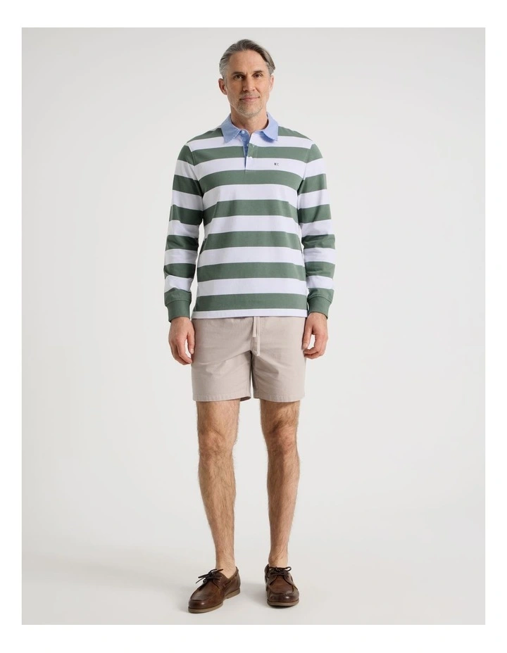 Long Sleeve Rugby Polo in Sage Stripe image 7